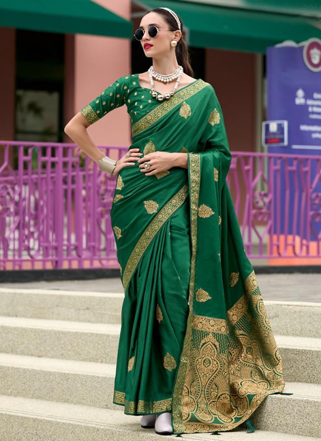 Pure Sattin Green Festival Wear Weaving Saree